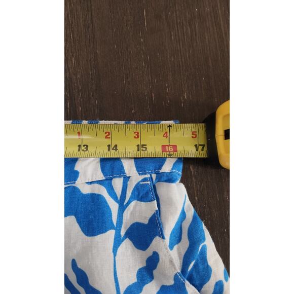 Rachel Zoe Linen Wide Leg Pant Women’s SZ Large Blue White Safari Tropical Beach - Picture 2 of 11